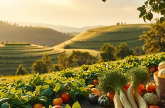 A sunlit field illustrating the richness of nature's produce.