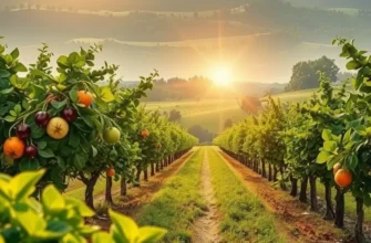 A scenic landscape rich with organic vegetables and fruits, epitomizing healthy living.