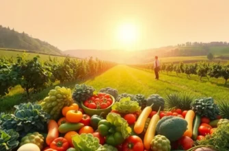 A vibrant landscape of fruits and vegetables in a sunlit field.