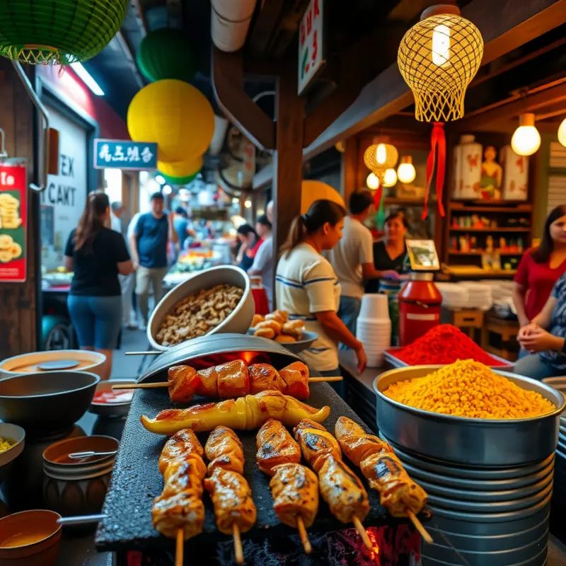 A vibrant display of American barbecue delights under a sunny sky.