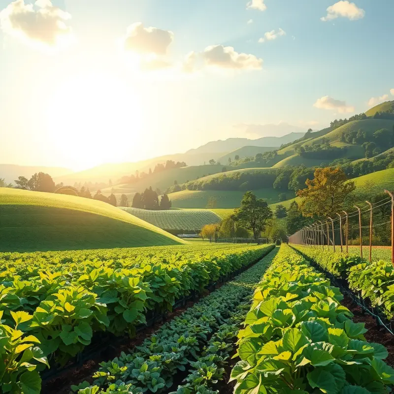 A sunlit field showcasing vibrant vegetables and fruits, symbolizing the essence of healthy eating.