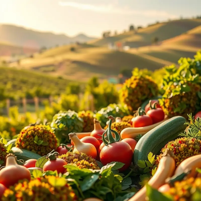 A vibrant orchard filled with fresh fruits and vegetables.
