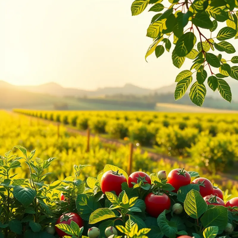 A vibrant landscape showcasing the abundance of healthy produce.