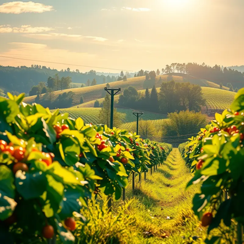 A harmonious landscape representing the essence of a balanced plate with fresh produce.