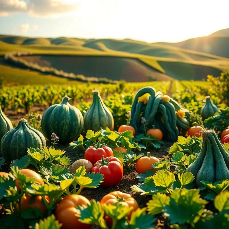 A natural landscape showcasing the abundance of organic fruits and vegetables.