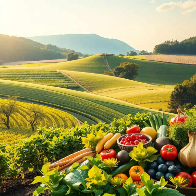 A sunlit landscape showcasing healthy nutrition in nature.