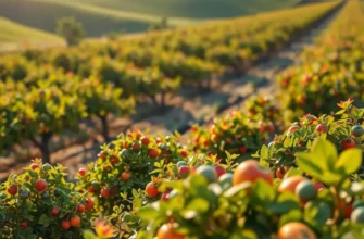 A vibrant sunlit landscape filled with assorted fruits and veggies embodying health and wellness.