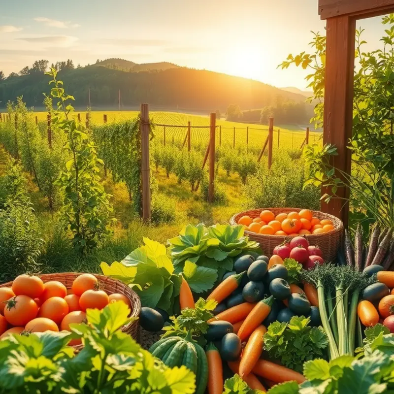 A sunlit field showcasing the beauty of organic produce and nature.