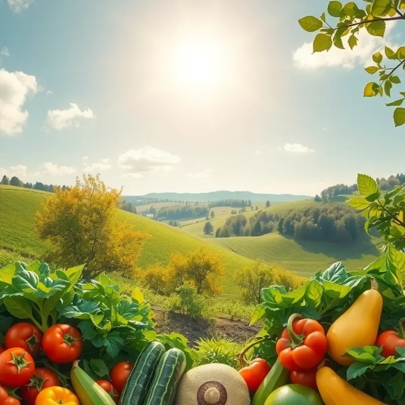 A serene sunlit field representing the abundance of healthy nutrition.