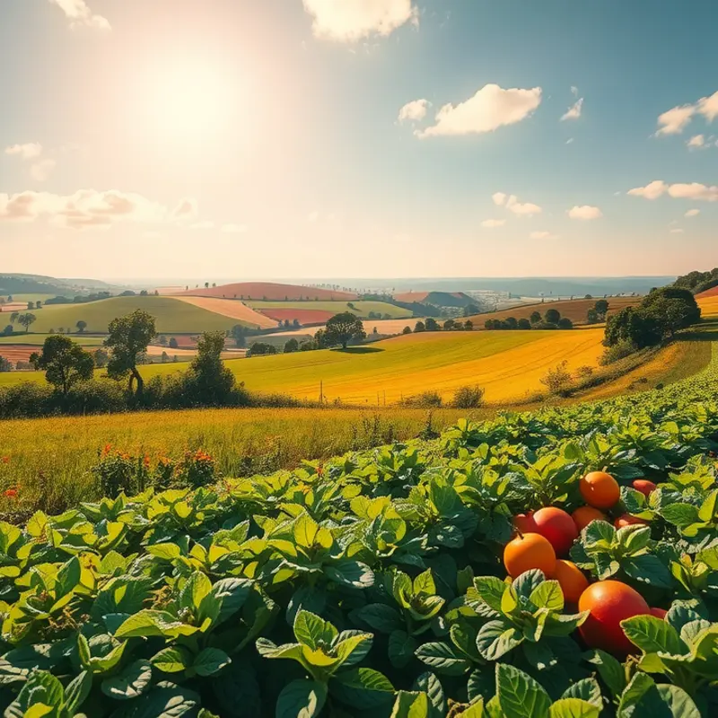 A sunlit field showcasing the abundance of nature’s produce that supports emotional well-being.