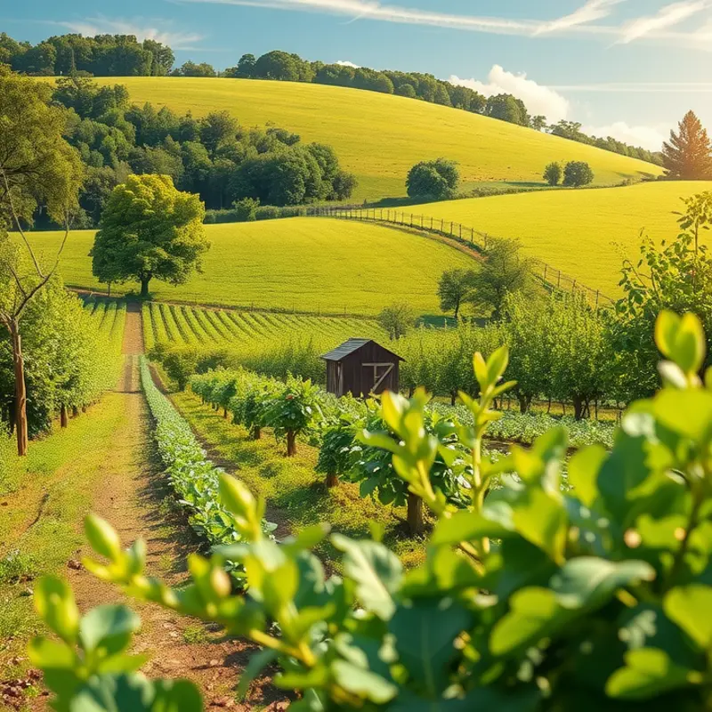 A vibrant sunlit orchard showcasing nature’s bounty.