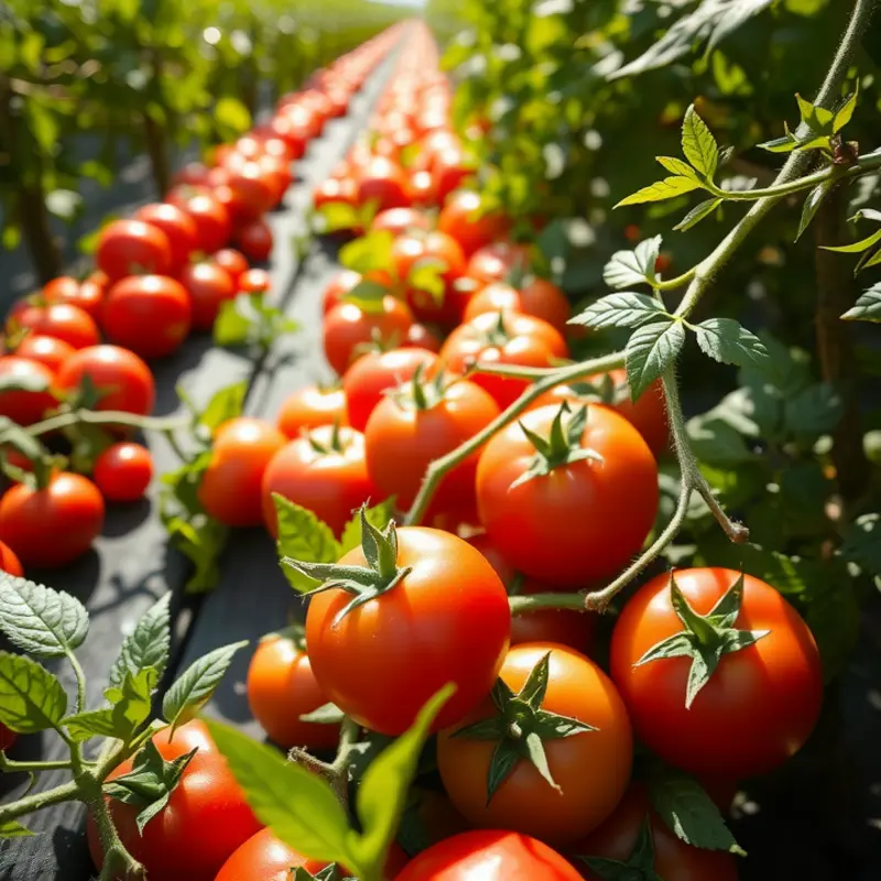 Fresh tomatoes ready for peeling in a picturesque field.