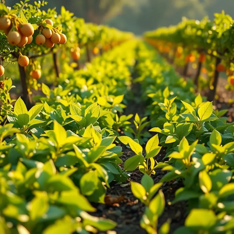 A tranquil sunlit field abundant with organic produce.