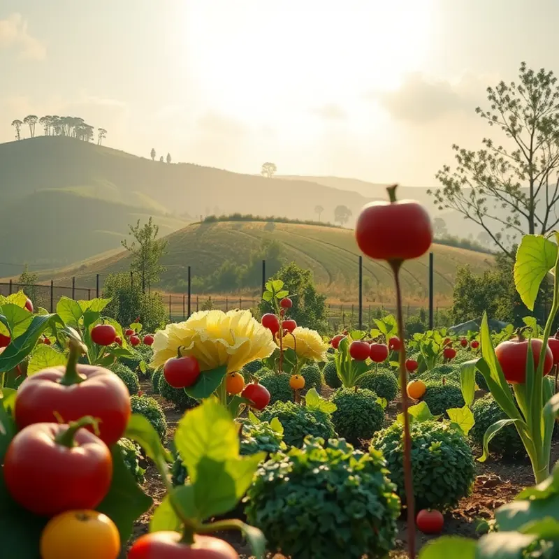 A vibrant field illustrating the abundance of organic vegetables and fruits.