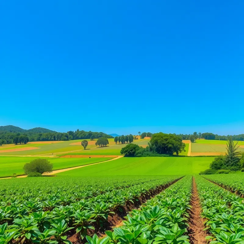 An abundant potato farm basking in sunlight.