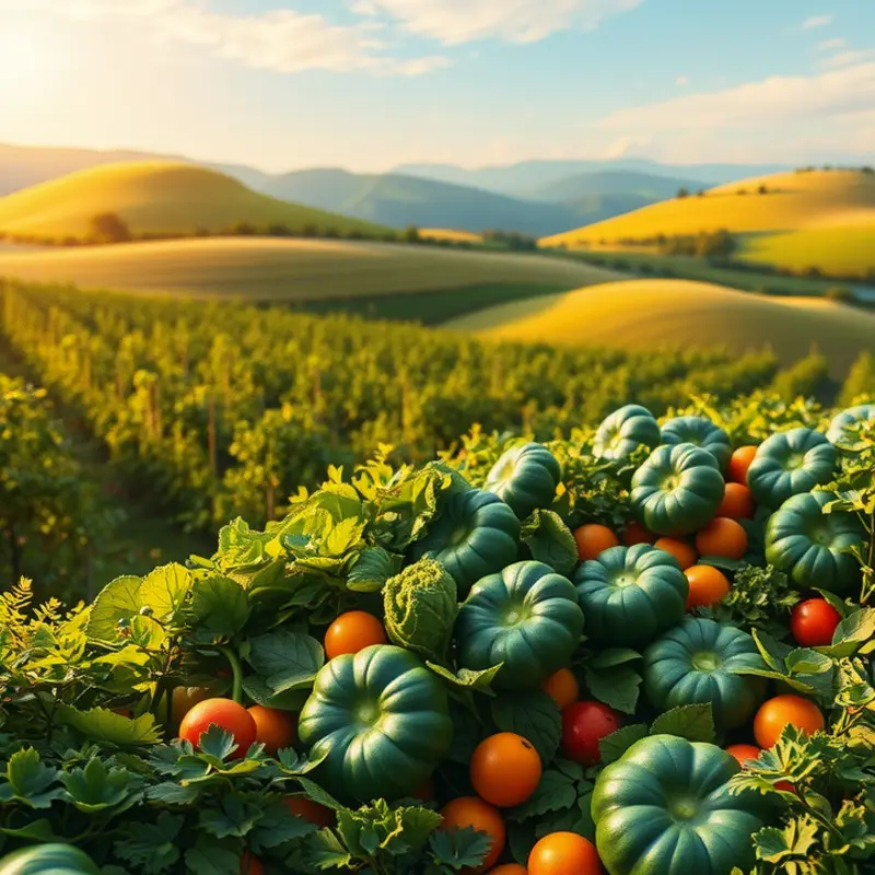 A sunlit landscape embodying the freshness of breakfast ingredients.