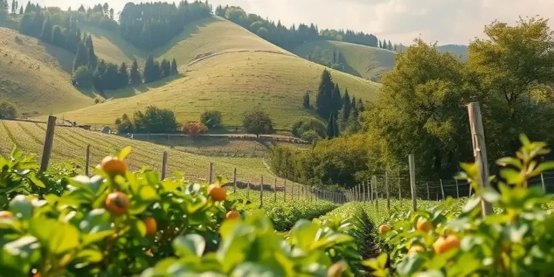 A scenic view of a field with thriving broccoli sprouts and natural vegetables.