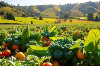 A scenic view of an organic field highlighting the fresh produce central to Canadian cuisine.