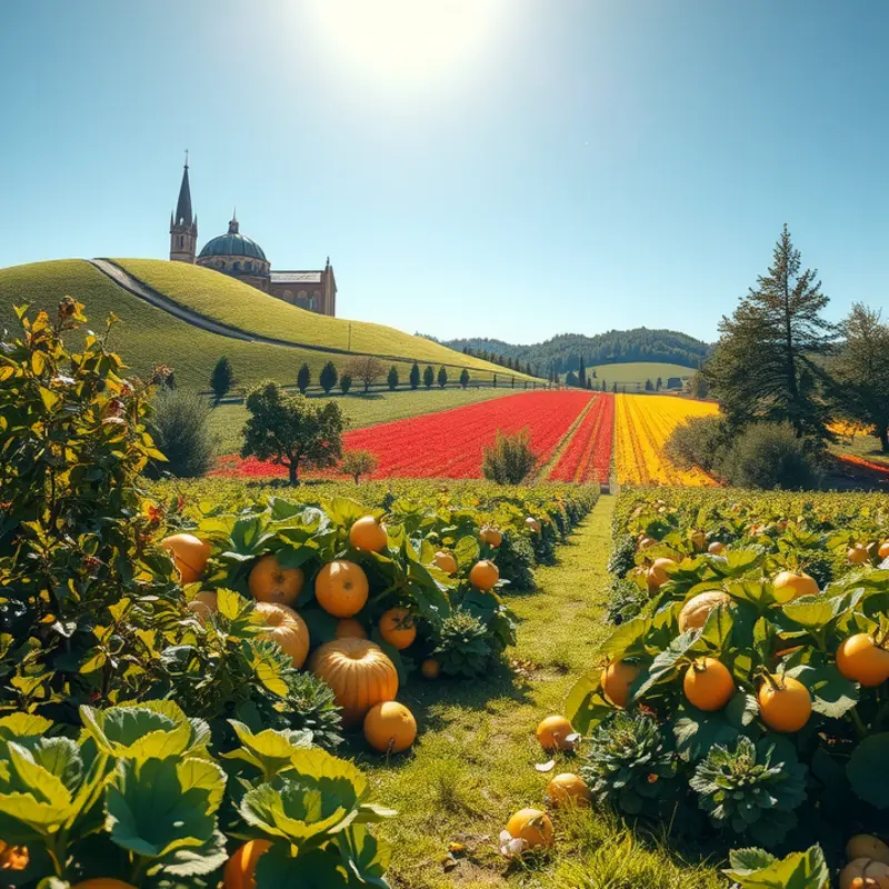 A serene field illustrating the natural ingredients often used in clay pot cooking.