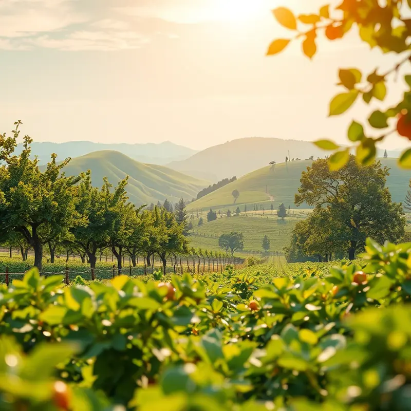 A serene nature scene showcasing vibrant organic produce.