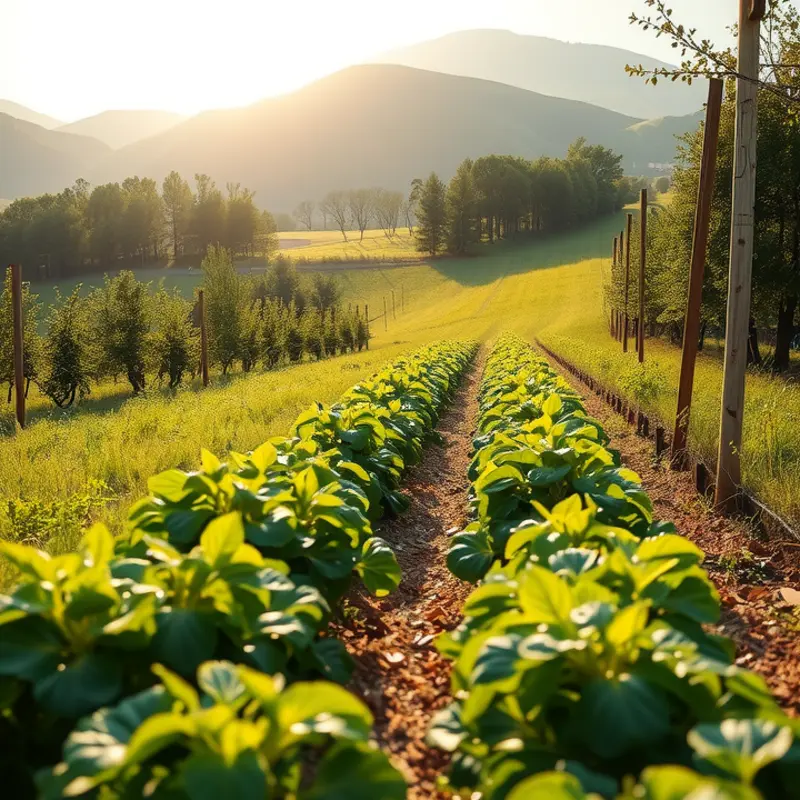 A serene landscape representing the essence of communal dining with fresh produce.