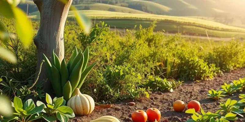 A beautiful natural scene with a field of fresh produce, capturing the essence of healthy eating.