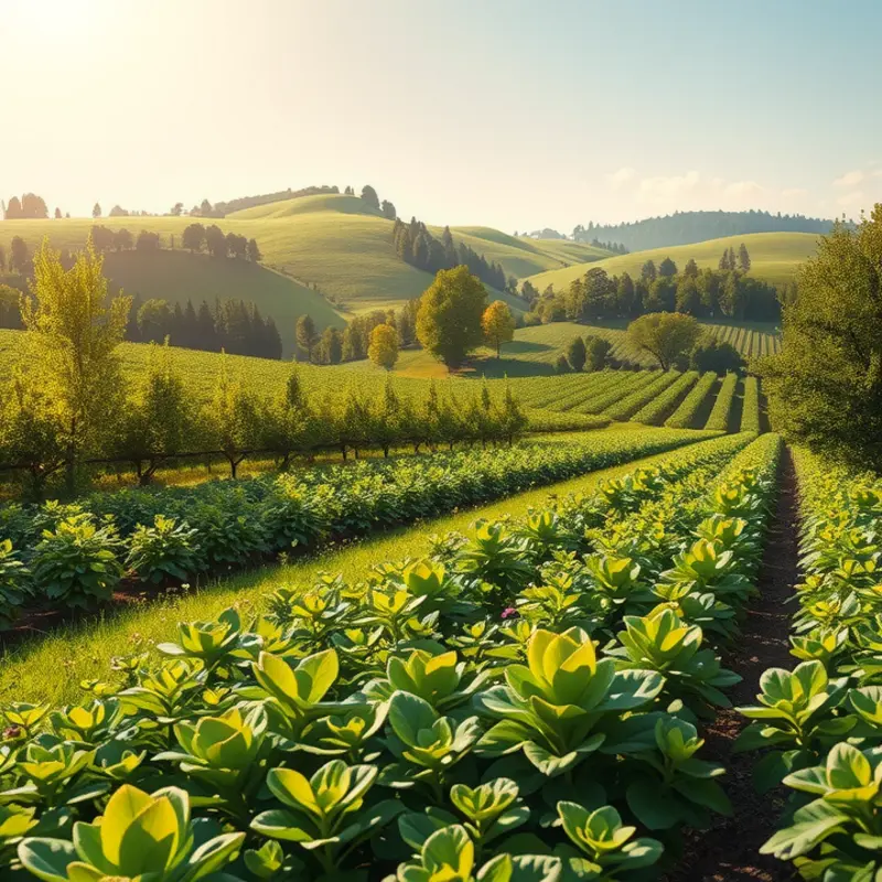 A serene organic landscape showcasing the bounty of nature.