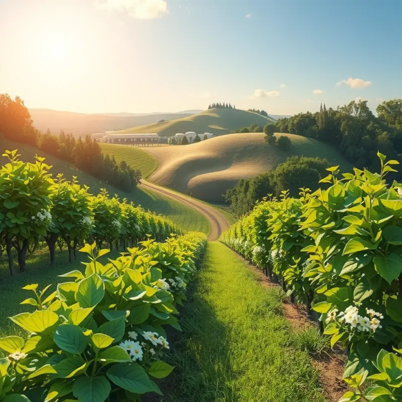 A sunlit field of cilantro plants, illustrating the natural source of health-supportive cilantro seeds.