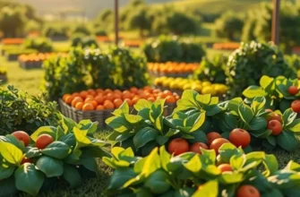 A vibrant orchard showcasing the abundance of nature's organic fruits and vegetables.