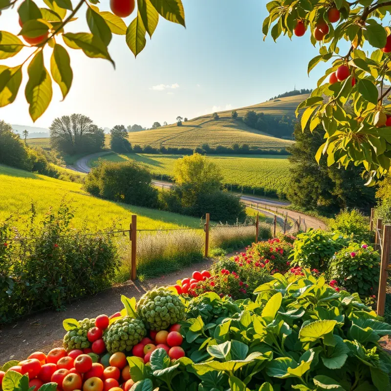 A serene sunlit orchard showcasing nature’s abundance.