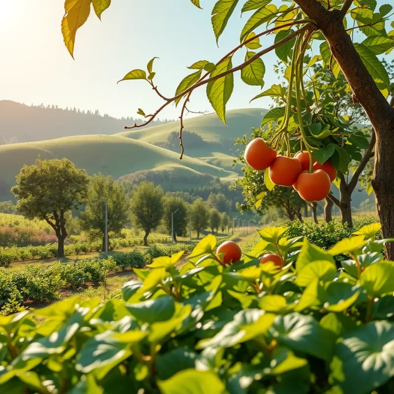 A vibrant field showcasing an array of fresh fruits and vegetables.