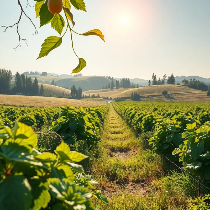 A sunlit field showcasing the abundance of fresh organic produce.