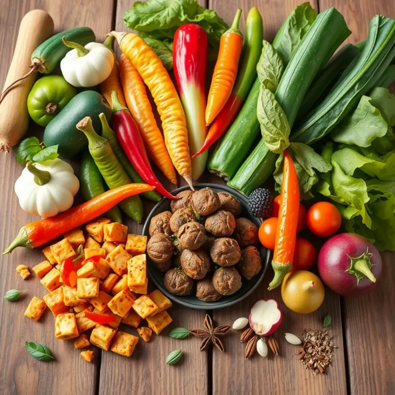 A vibrant field filled with naturally growing vegetables such as kale and Brussels sprouts, highlighting their organic beauty.