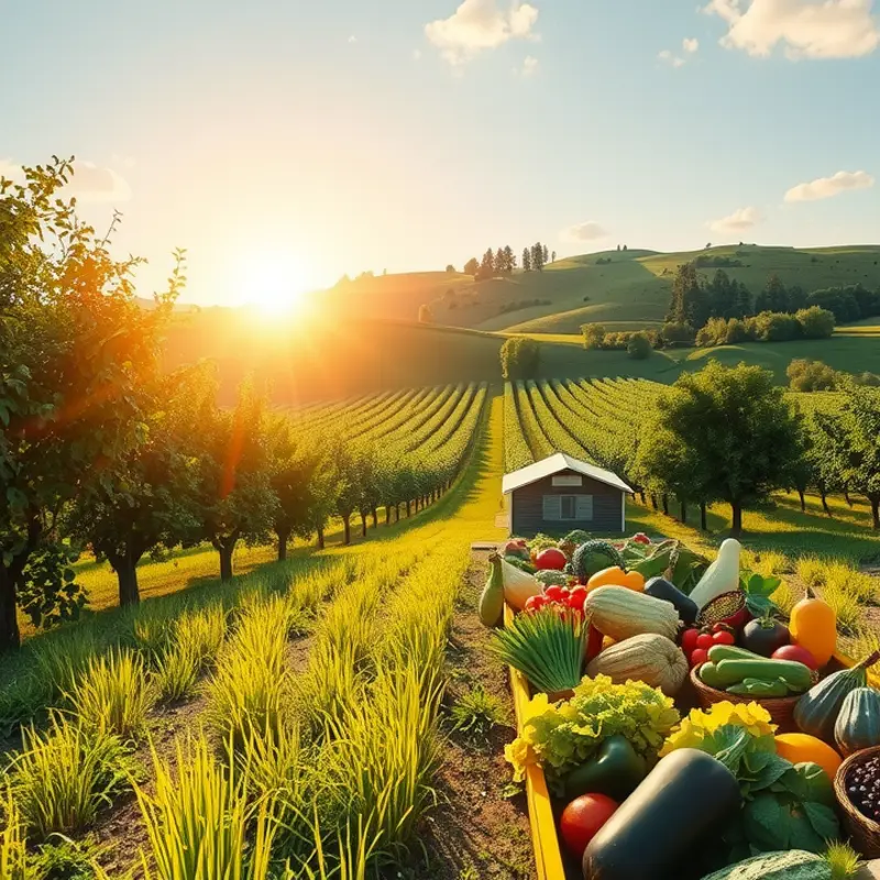 A vibrant sunlit field showcasing fresh produce that inspires culinary creativity.