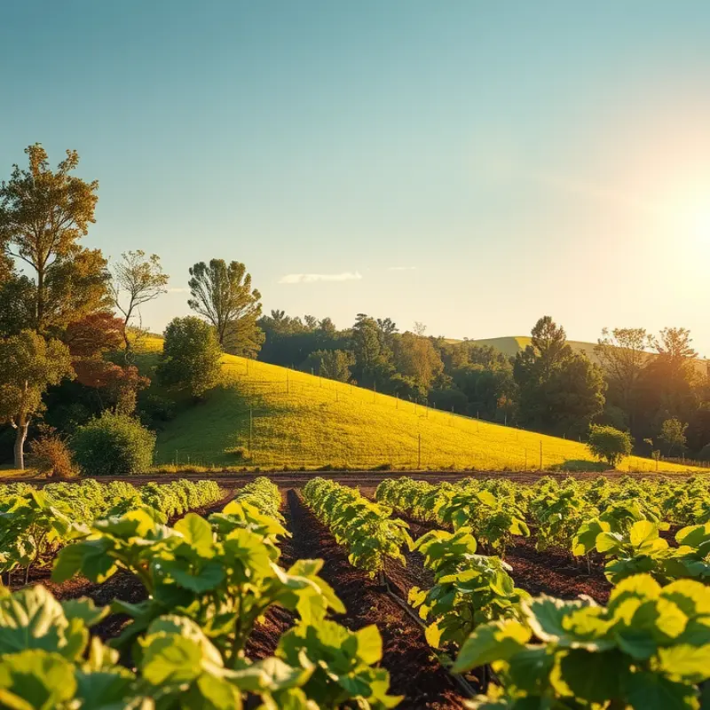 A serene landscape representing the essence of communal dining with fresh produce.