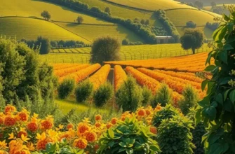 A beautiful landscape filled with vibrant organic produce, representing the variety of cooking oils.