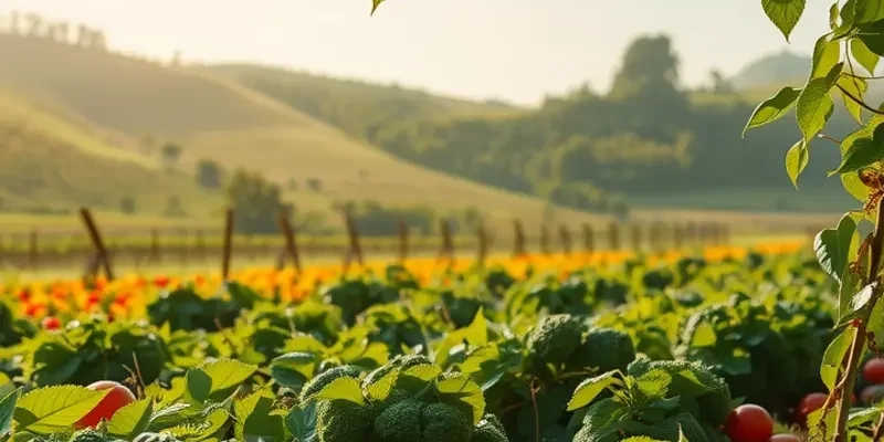 A serene landscape displaying fields of corn, emphasizing the connection between nature and fresh cooking ingredients.