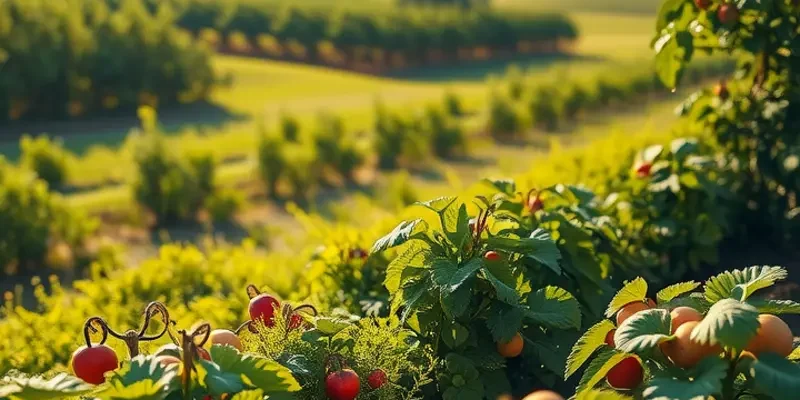A vibrant field filled with organic produce detailing the beauty of nature for creating dairy-free ice cream.