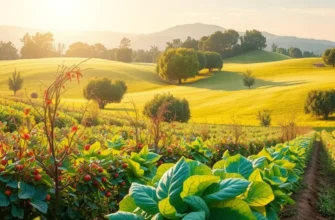 A tranquil orchard filled with colorful fruits and vegetables, highlighting the essence of nutritious foods.