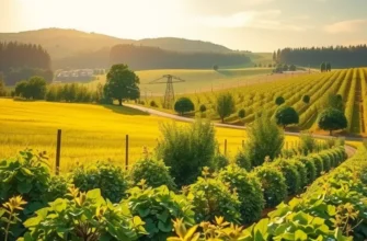 A breathtaking landscape filled with vibrant organic produce under warm sunlight.