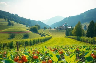 A vibrant, sunlit field showcasing an abundance of organic vegetables and fruits.