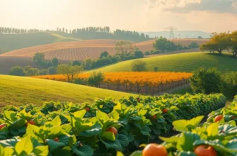 A beautiful sunlit field with vibrant vegetables and fruits representing natural wellness.