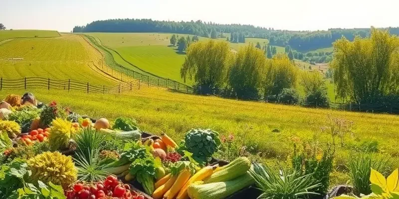 A scenic view of a flourishing organic field rich in colors and life.