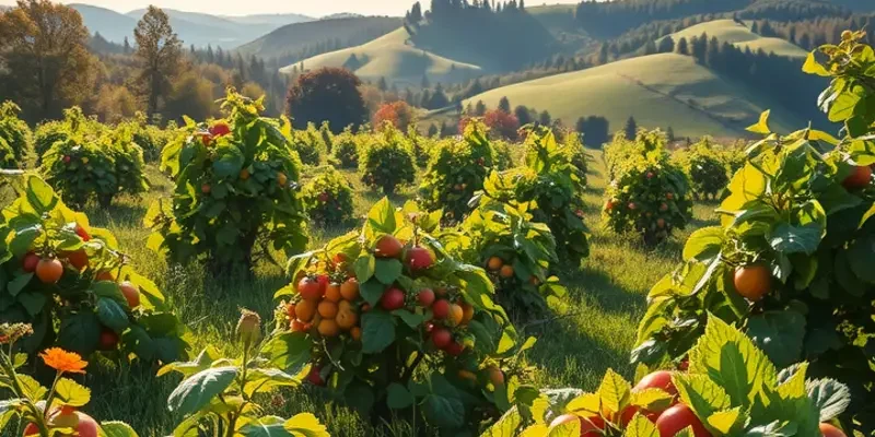 A scenic landscape filled with fresh organic produce, highlighting the connection to nutritious cooking.