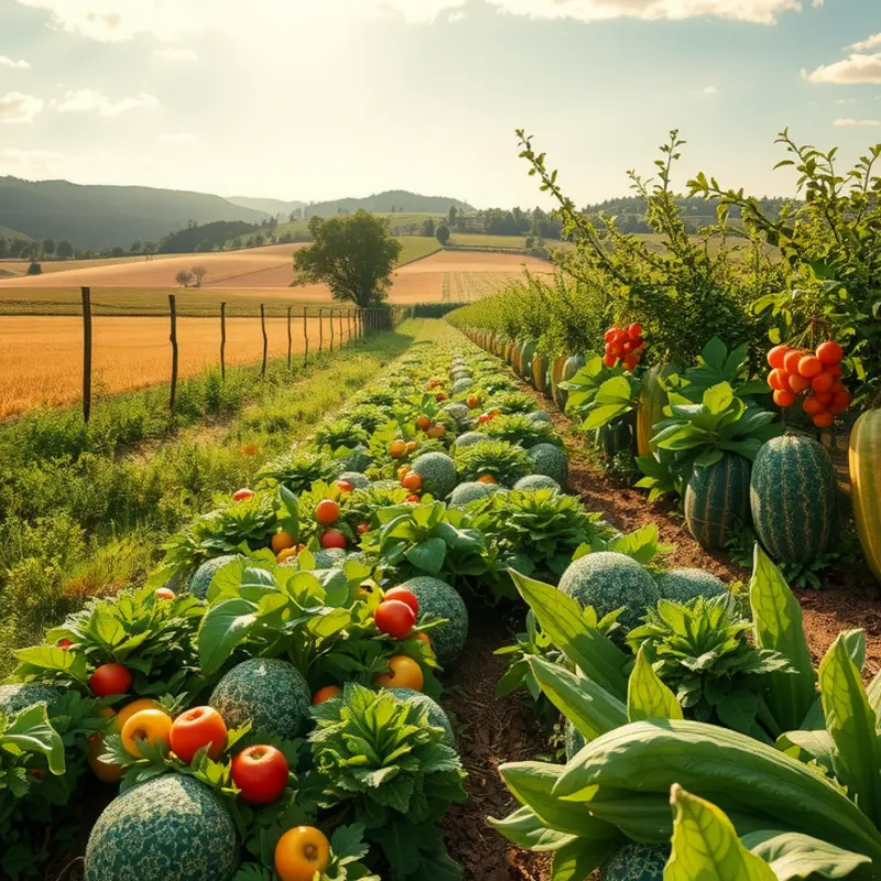 A scenic view showcasing the abundance of vibrant fruits and vegetables.