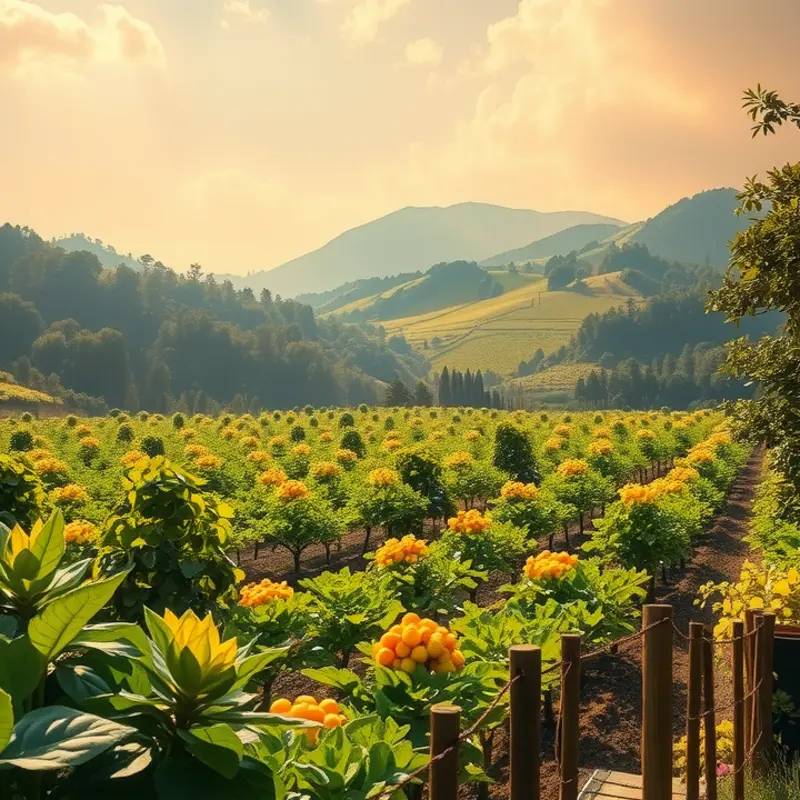 A peaceful orchard illustrates the freshness of natural foods vital for nutrition.