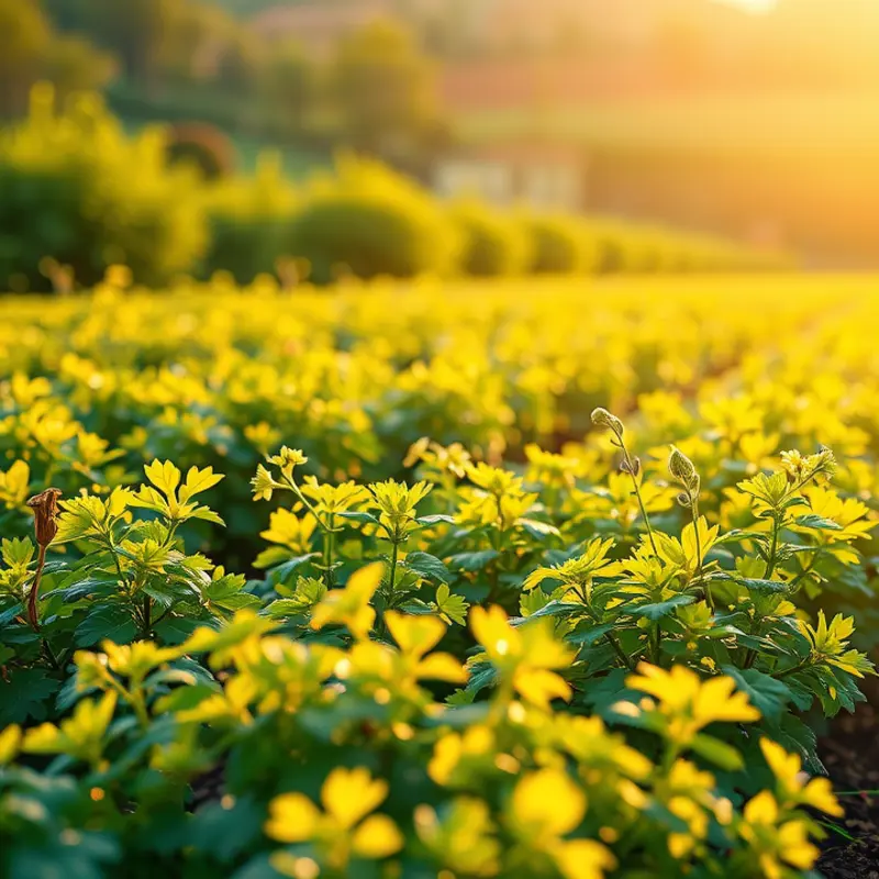 A vibrant orchard bursting with fresh fruits under warm sunlight.