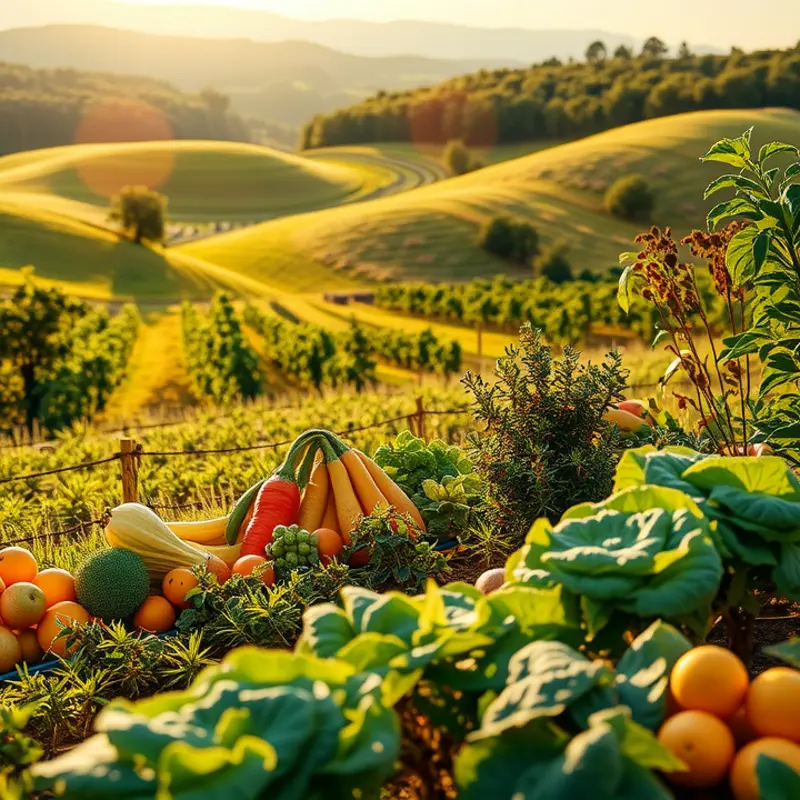 An expansive view of vibrant produce growing in natures embrace.