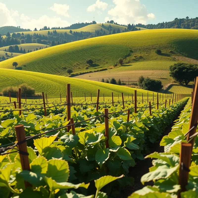 A vibrant landscape with a variety of fresh fruits illustrating nature’s abundant flavors.