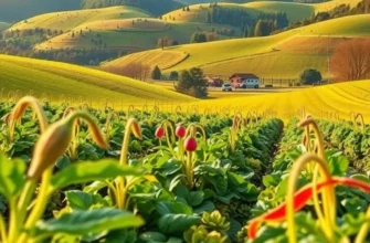 A sunny landscape showcasing an array of fresh produce in a natural setting, representing Cuban agriculture.